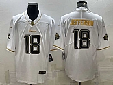 Men's Minnesota Vikings #18 Justin Jefferson White Golden Edition Limited Stitched Jersey,baseball caps,new era cap wholesale,wholesale hats
